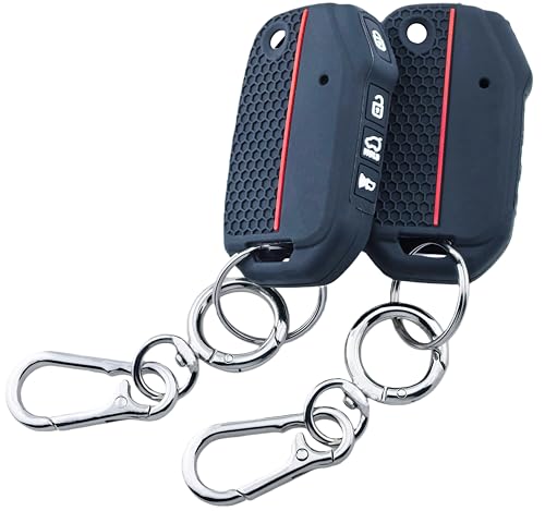 RUNZUIE 2Pcs Silicone Folding Flip Key Fob Cover for 20192021 2022 2023 2024 2025 Kia Soul Forte Seltos Sportage Sorento K5 Cerato 4 Buttons Black - Image 1
