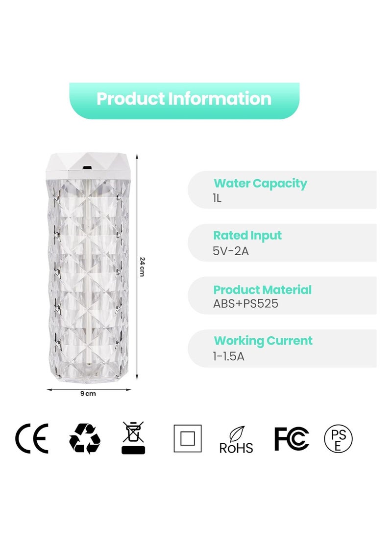 ماركة غير محددة - اباجورة وموزع روائح الزيوت العطرية للمنزل والمكتب، أضواء LED بسبعة ألوان متدرجة، مرطب بالموجات فوق الصوتية، موزع روائح العلاج العطري، للمنزل وغرفة النوم والمكتب، إيقاف تلقائي 1000 مل - Image 1