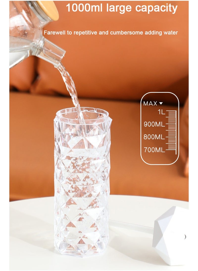 ماركة غير محددة - اباجورة وموزع روائح الزيوت العطرية للمنزل والمكتب، أضواء LED بسبعة ألوان متدرجة، مرطب بالموجات فوق الصوتية، موزع روائح العلاج العطري، للمنزل وغرفة النوم والمكتب، إيقاف تلقائي 1000 مل - Image 1