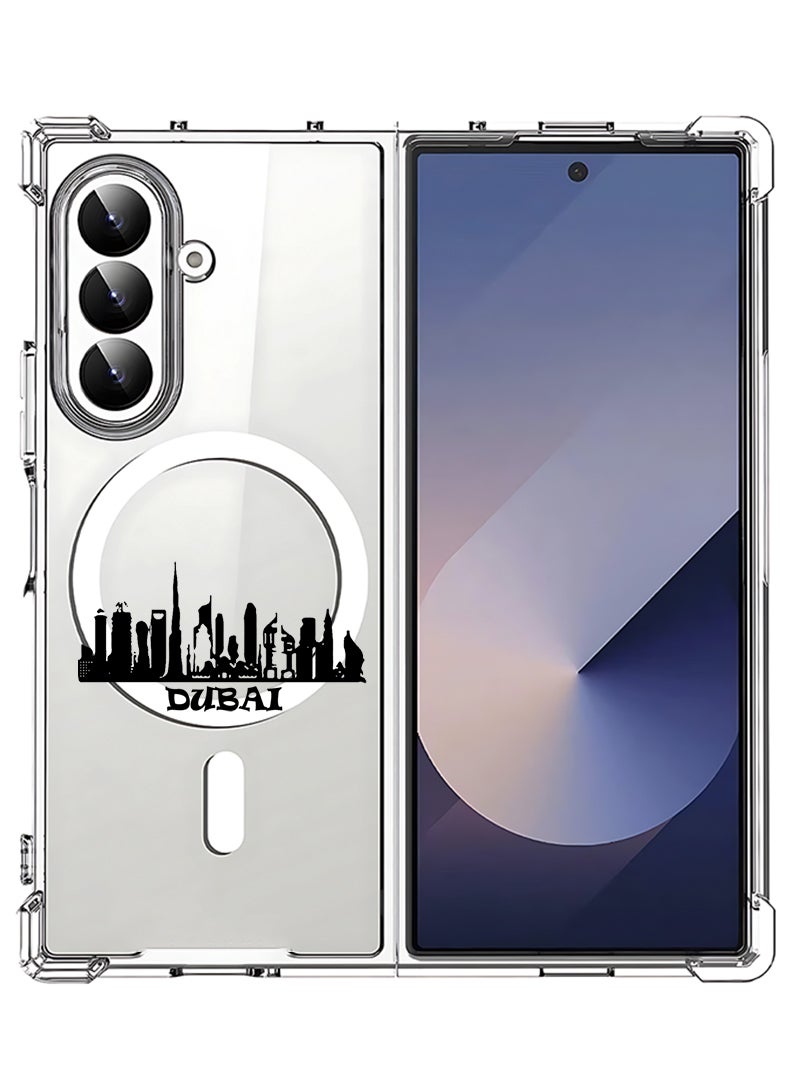 Theodor Magnetic Case for Samsung Galaxy Z Fold 7 Compatible with MagSafe Wireless Charging, Shockproof Phone Bumper Cover Dubai Skyline - Image 1