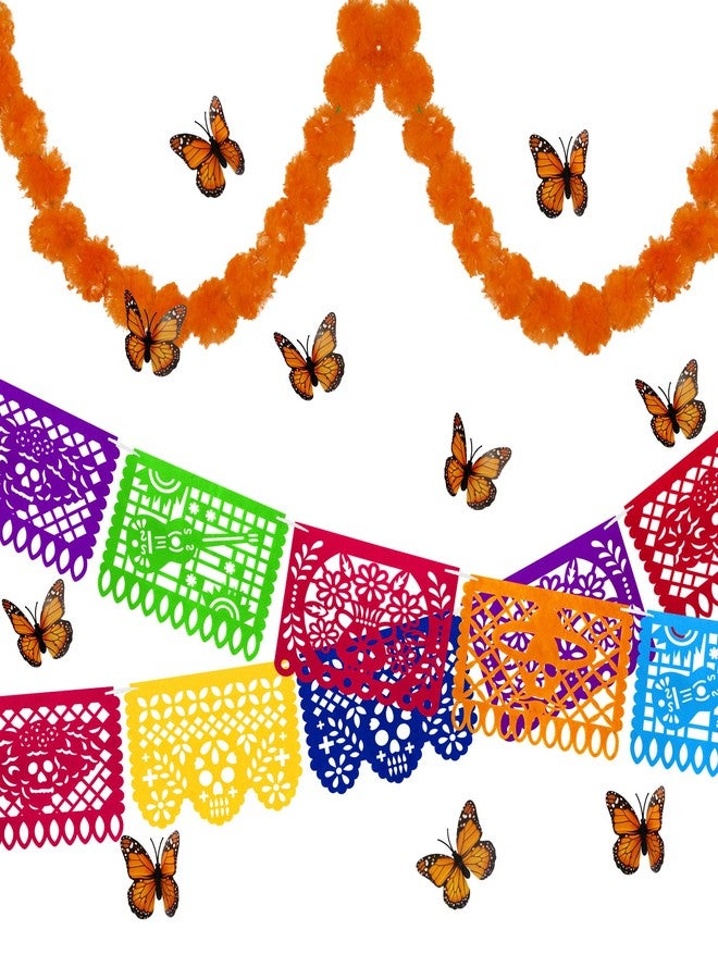 Funnlot Day of The Dead Decorations - Mexican Party Decorations with 12PCS Monarch Butterfly and Marigold Flowers for Dia De Los Muertos Altar - Image 1
