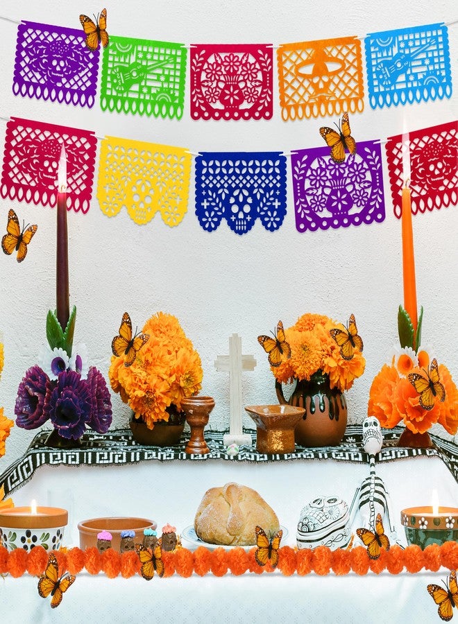 Funnlot Day of The Dead Decorations - Mexican Party Decorations with 12PCS Monarch Butterfly and Marigold Flowers for Dia De Los Muertos Altar - Image 5