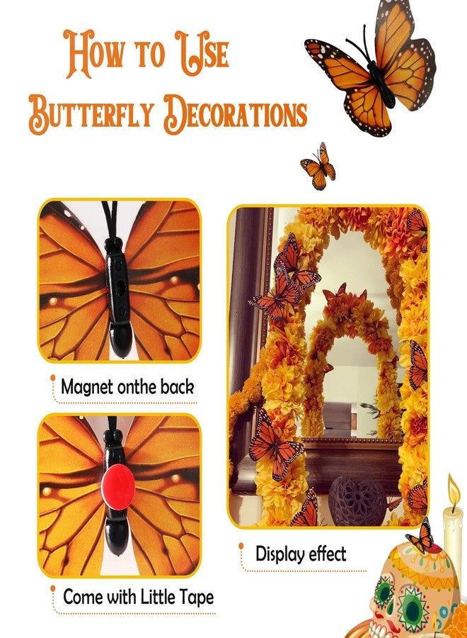 Funnlot Day of The Dead Decorations - Mexican Party Decorations with 12PCS Monarch Butterfly and Marigold Flowers for Dia De Los Muertos Altar - Image 3