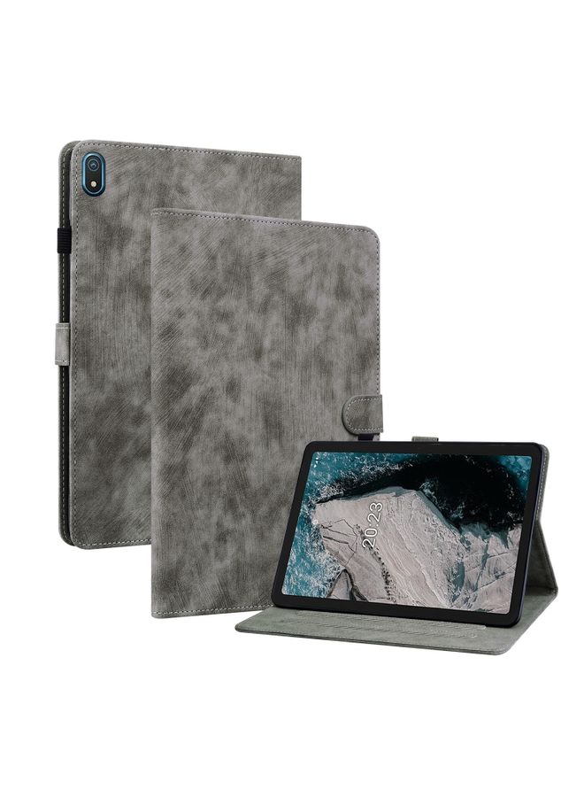 HuHa Case Cover For Nokia T20 10.4 2021 Tiger Pattern PU Tablet Case Grey