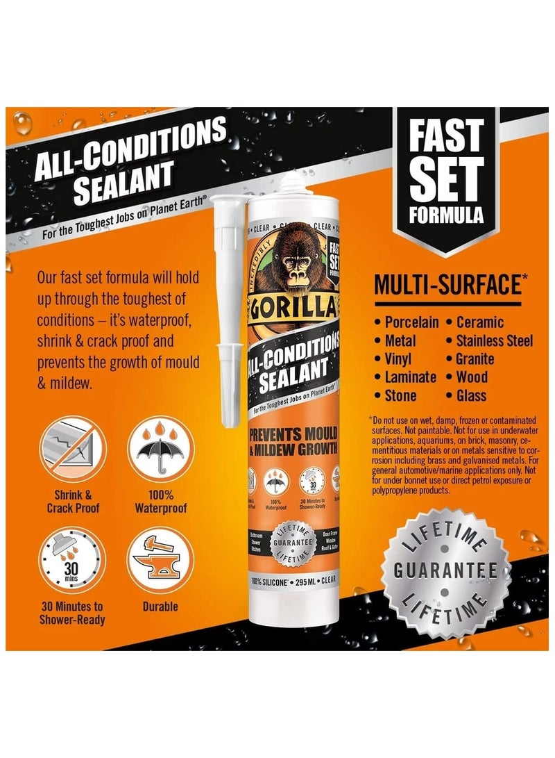 Gorilla All Conditions Sealant Silicone White 295ml - Image 2