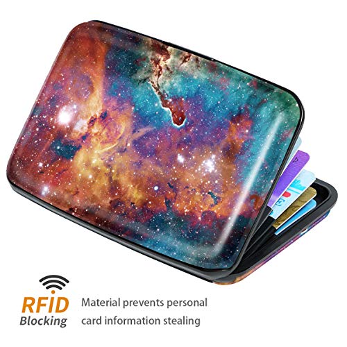 Coco Rossi Mini Credit Card Holder for Women,RFID Blocking Slim Hard Card Case ID Case Travel Wallet,Galaxy - Image 4
