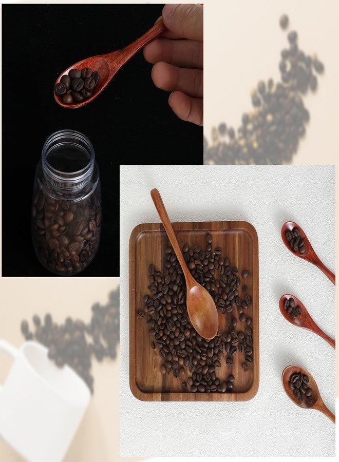 oruola ملاعق خشبية من أورولا، 4 قطع، ملاعق شاي خشبية بطول 5.9 و 7.4 بوصة، طقم أدوات مائدة خشبية، ملاعق خشبية للأكل، مناسبة للشاي والقهوة والمربى والسكر والآيس كريم وأملاح الاستحمام، ملعقة تقليب - Image 4