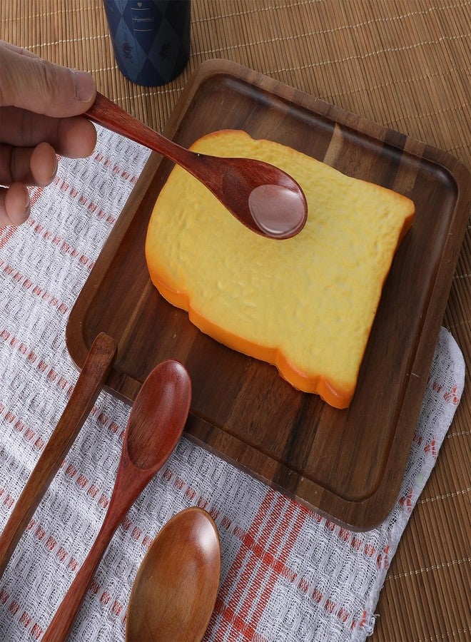 oruola ملاعق خشبية من أورولا، 4 قطع، ملاعق شاي خشبية بطول 5.9 و 7.4 بوصة، طقم أدوات مائدة خشبية، ملاعق خشبية للأكل، مناسبة للشاي والقهوة والمربى والسكر والآيس كريم وأملاح الاستحمام، ملعقة تقليب - Image 2