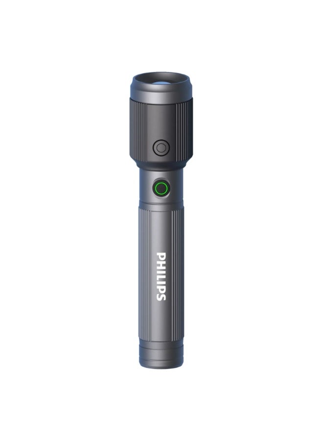 PHILIPS Rechargeable LED Flashlight & Camping Light 400 Lumens | 150m Range | 2200mAh Battery | USB‑C Charging | Stepless Dimming | IP44 Waterproof Portable Torch SFL1183/56 Grey & Black 32×23×149mm - Image 2