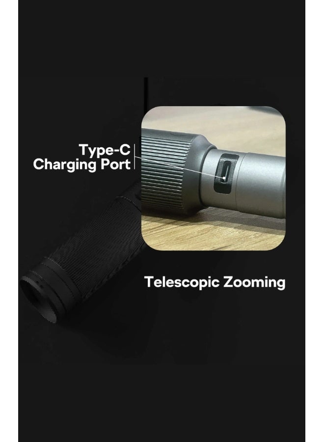 PHILIPS Rechargeable LED Flashlight & Camping Light 400 Lumens | 150m Range | 2200mAh Battery | USB‑C Charging | Stepless Dimming | IP44 Waterproof Portable Torch SFL1183/56 Grey & Black 32×23×149mm - Image 4