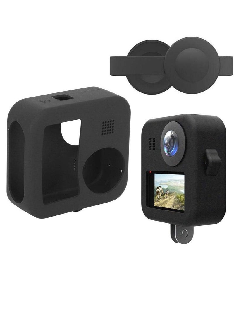 Captaintech Camcorder Silicone Protective Sleeve Cover for GoPro MAX Panoramic Sports , Soft Silicone Lens Cover Shell Replacement Accessory with Adjustable Lanyard, for Max Camera Body - Image 1