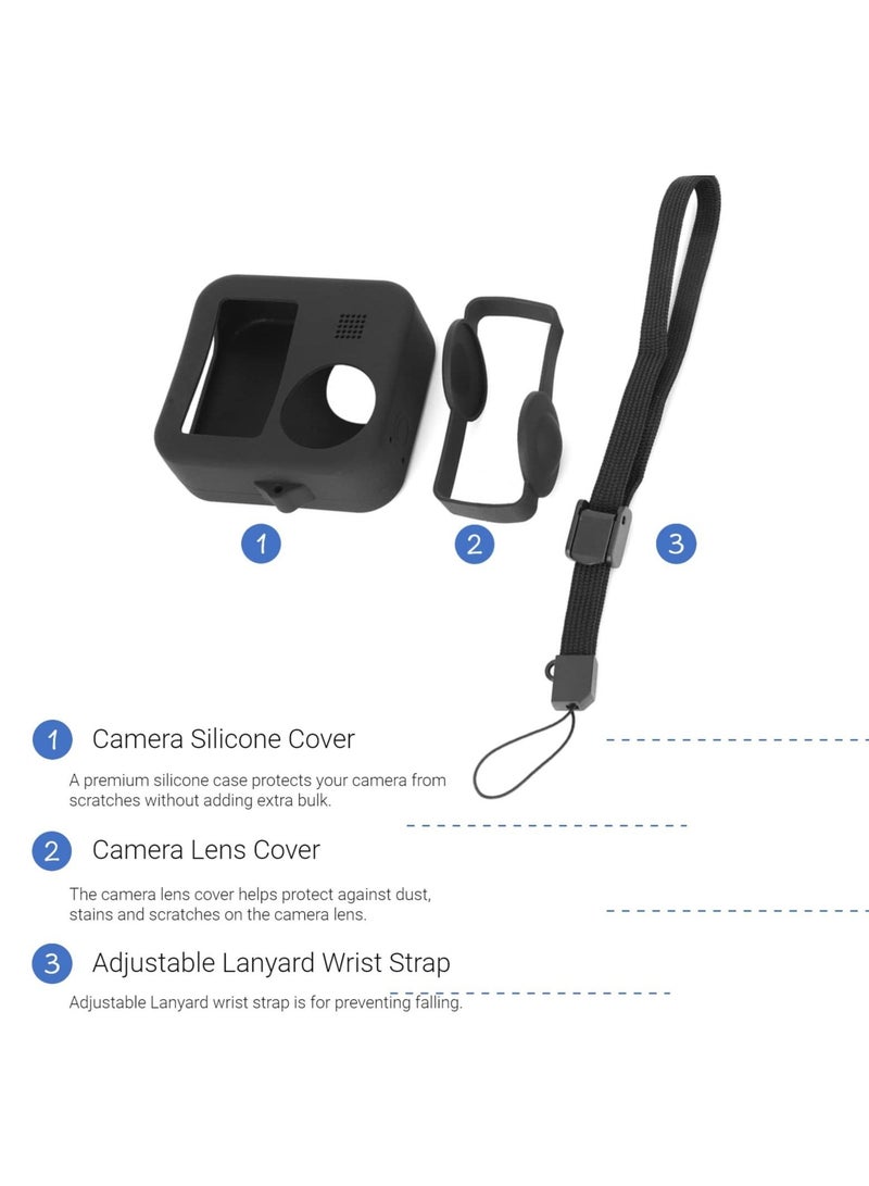 Captaintech Camcorder Silicone Protective Sleeve Cover for GoPro MAX Panoramic Sports , Soft Silicone Lens Cover Shell Replacement Accessory with Adjustable Lanyard, for Max Camera Body - Image 5