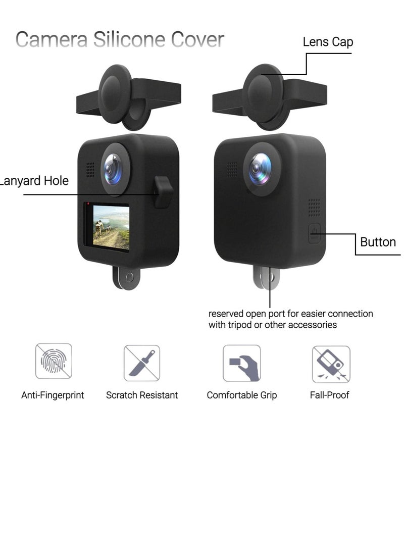 Captaintech Camcorder Silicone Protective Sleeve Cover for GoPro MAX Panoramic Sports , Soft Silicone Lens Cover Shell Replacement Accessory with Adjustable Lanyard, for Max Camera Body - Image 3