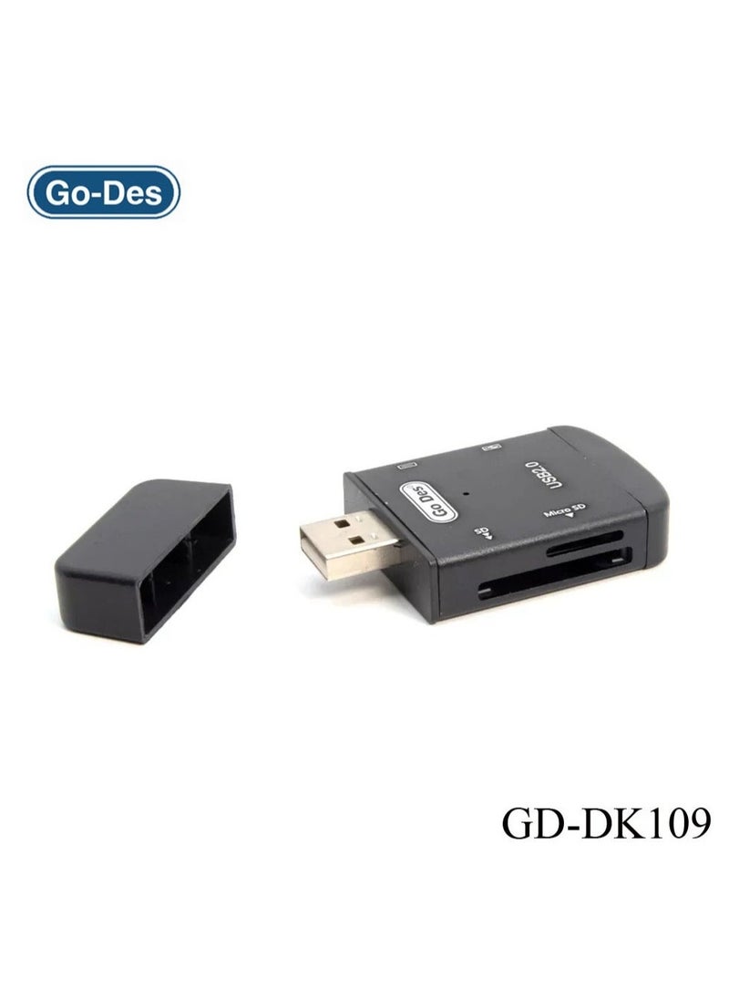GO-DES GD-DK109 4-in-1 Multi-Function OTG Card Reader with USB, Micro USB, Type-C, and SD/TF Card Adapter  - Image 4