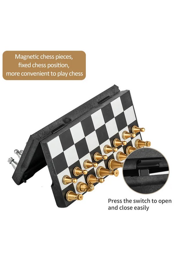 مجموعة شطرنج مغناطيسية فاخرة - مثالية للسفر والتحدي الذهني!  تصميم أنيق بقطع ذهبية وفضية مغناطيسية تمنع الانزلاق أثناء اللعب - لوح قابل للطي لسهولة الحمل والتخزين -مقاومة للماء + حماية داخلية متينة - صديقة للبيئة وآمنة للأطفال والكبار   رائعة للجلسات العائلية  مثالية كهدية مميزة 🎁 - Image 2