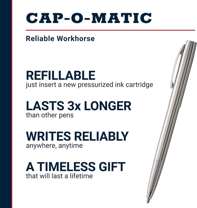 FISHER Space Pen, Cap-O-Matic Space Pen, Chrome Plated (M4C) - Image 2