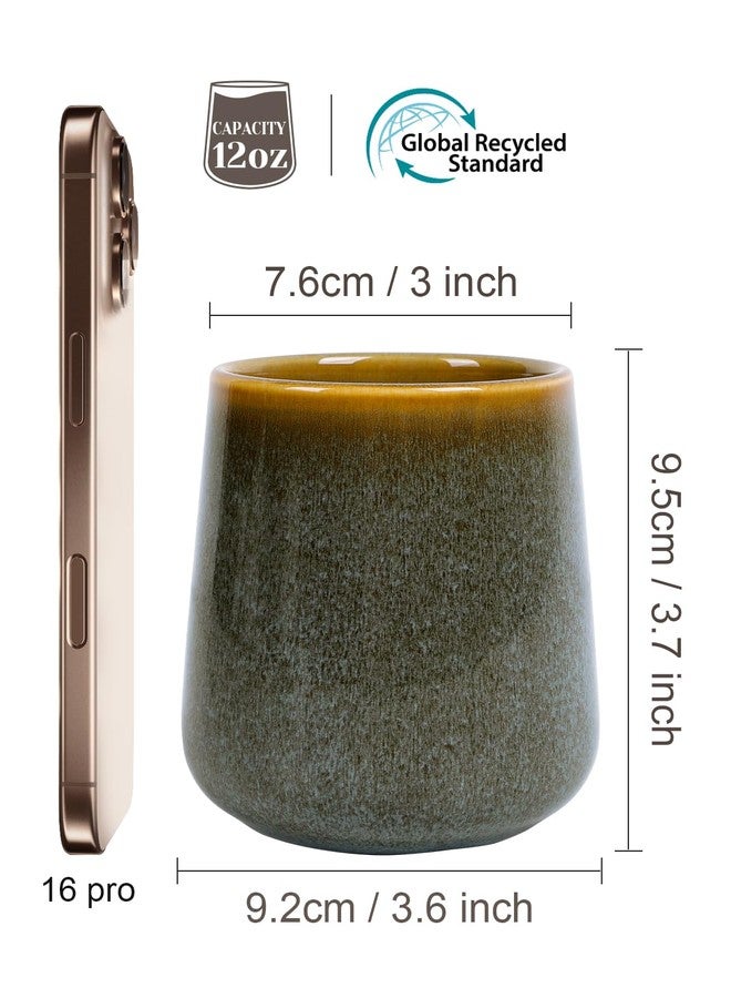 INGOFIN Ceramic Toothbrush Holder Cup, 12 oz Toothpaste Holder for Bathroom Vanity and Countertop, Organizer for Cosmetic, Makeup, Office Pencils, for Hotel Apartment, Kiln-Glazed Green - Image 2