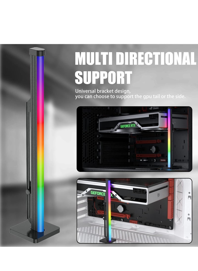 KASTWAVE - GPU Support Bracket, Adjustable Graphics Card GPU Brace Support Video Card Sag Holder/SATA Holster Bracket, Silicone Flexible Dynamic auto Rainbow Light Strip, Side Neon Light - Image 1