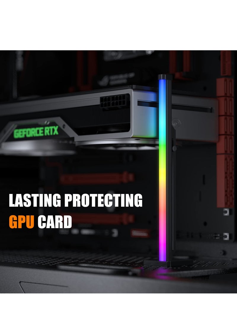 KASTWAVE - GPU Support Bracket, Adjustable Graphics Card GPU Brace Support Video Card Sag Holder/SATA Holster Bracket, Silicone Flexible Dynamic auto Rainbow Light Strip, Side Neon Light - Image 1