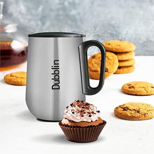 DUBBLIN Rugby Stainless Steel Unbreakable Tea Coffee Mug Double Wall with Handle and Lid, Wide Mouth Mug Keeps Beverages Hot & Cold 270 ML Silver - Image 5