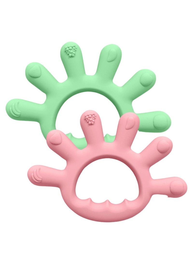 RATSAW 2 Pack Teething Toys for Baby Toys Silicone Teether for Toddler Infant Boy Girl Shower Gifts Teething Relief Chew Toys Finger Shape - Image 1