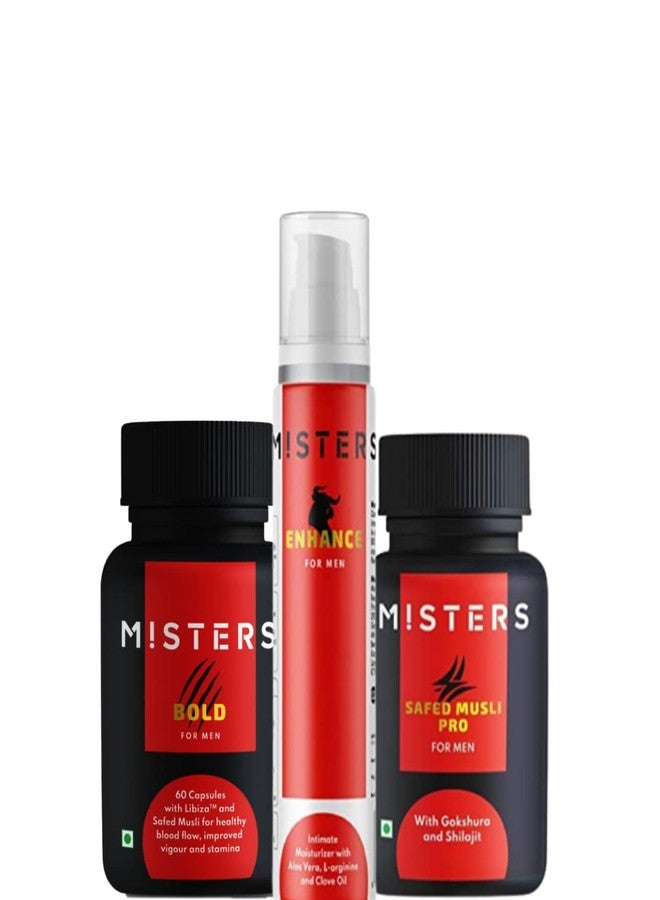 Misters Combo | Misters Enhance Moisturizer Cream with Aloe Vera for Men | Misters Bold with Libiza™ Gold standard for Men | Misters Safed Musli Pro - Image 1