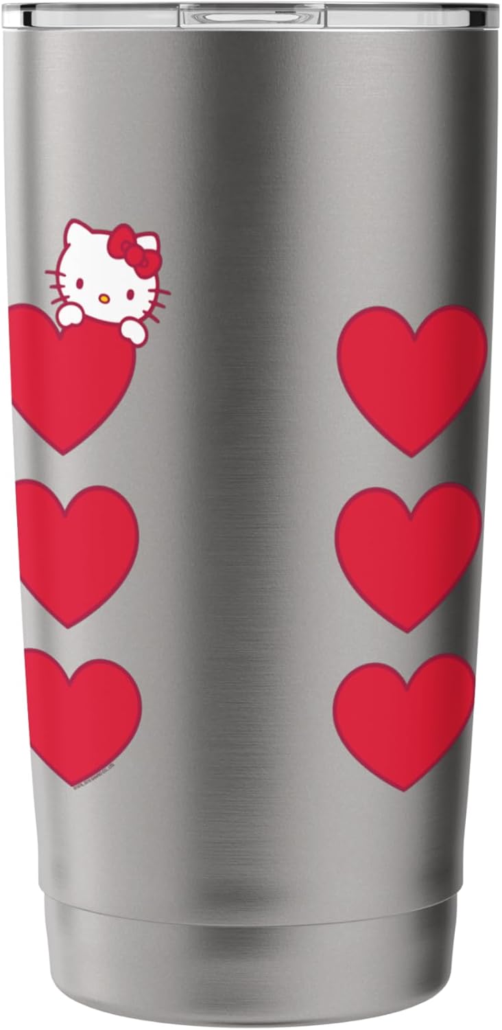 Hello Kitty Hello Kitty Stacked Hearts Tee Shirt Stainless Steel Insulated Tumbler  - Image 4