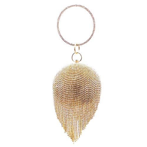Lanpet Women Round Ball Crystal Evening Clutch Purse Tassel Wedding Party Handbags - Image 1