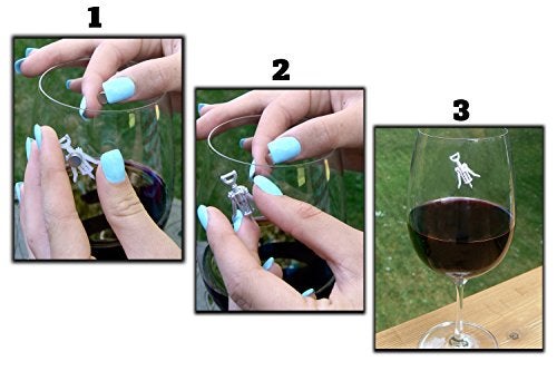 Simply Charmed Magnetic Wine Glass Charms, Set of 6 Fun Magnetic Wine Theme Drink Markers and Tags - Image 2