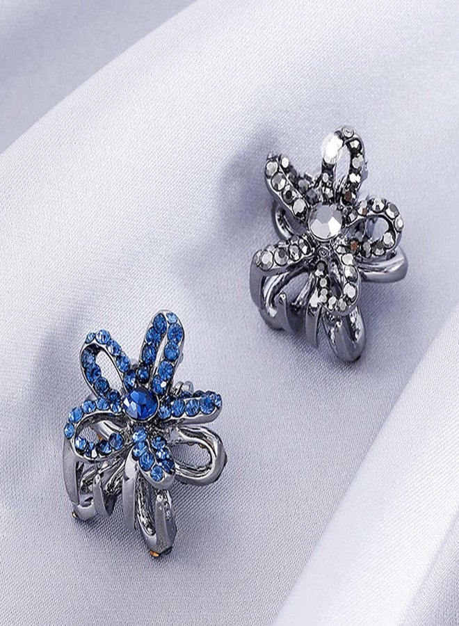 EXCEART Decorative Rhinestone Hair Accessories - 2Pcs Mini Retro Crystal Claw Clips With No-Slip Metal Grip Jaw Barrette Clamps for Women and Girls - Image 2