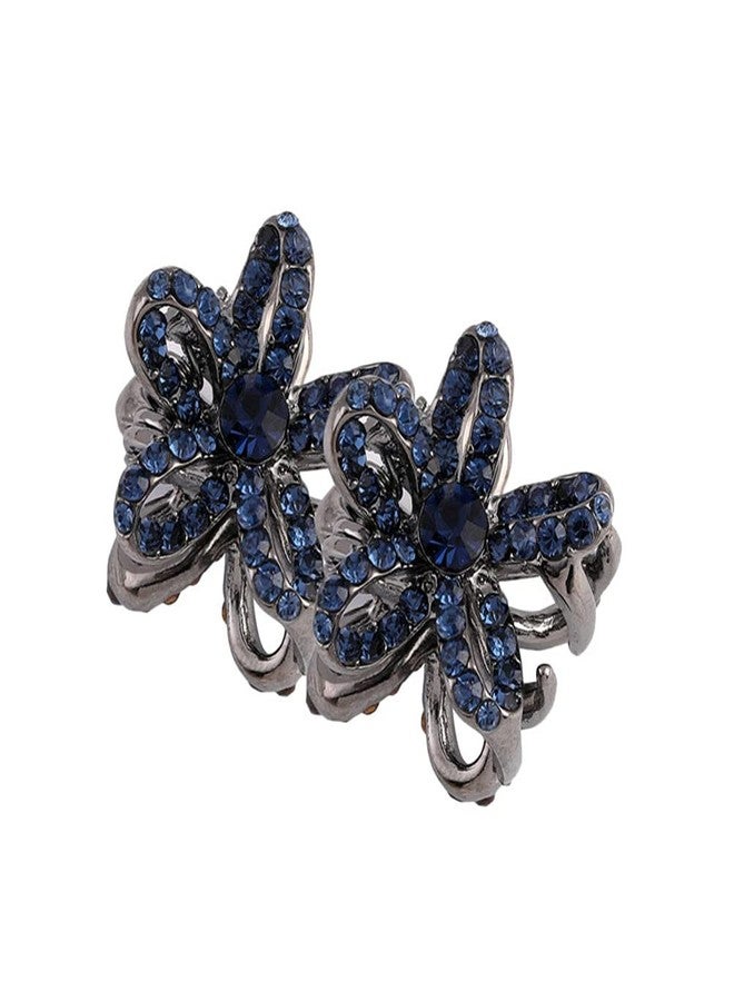EXCEART Decorative Rhinestone Hair Accessories - 2Pcs Mini Retro Crystal Claw Clips With No-Slip Metal Grip Jaw Barrette Clamps for Women and Girls - Image 1