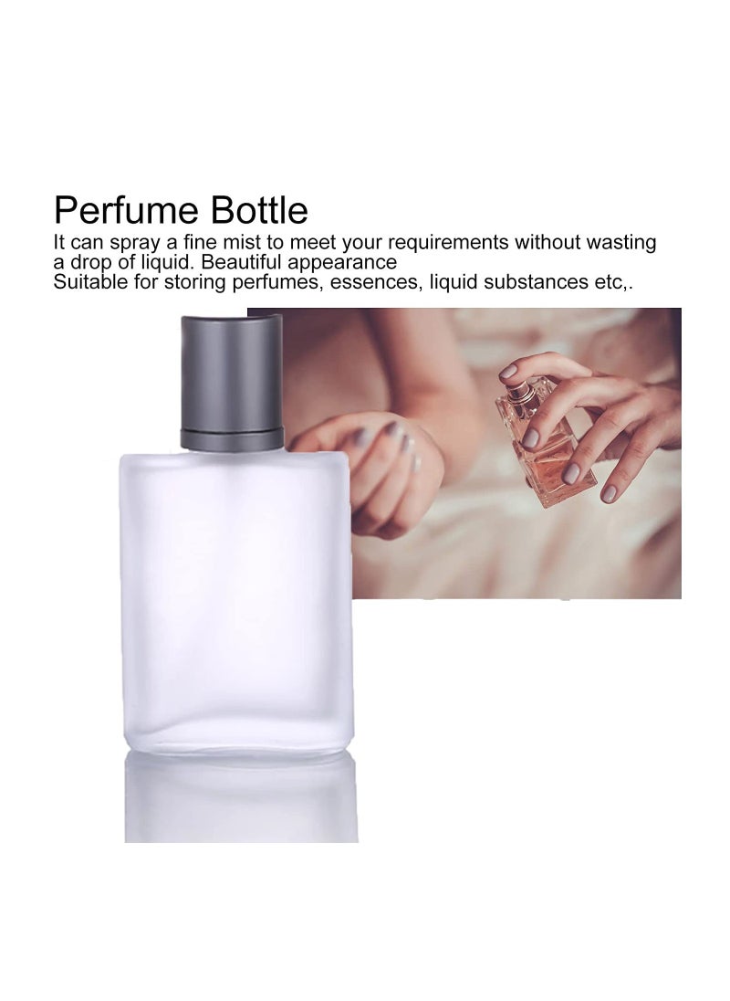 SYOSI - Spray Bottles, 2Pcs 50ml/1.69 Oz Square Empty Frosted Glass Spray Bottles Perfume Atomizer, Refillable Fine Mist Spray Empty Perfume Bottles, for Essential Oils, Makeup Toner Lotion (Frosted) - Image 1