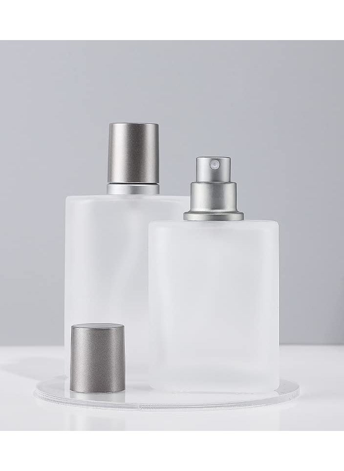 SYOSI - Spray Bottles, 2Pcs 50ml/1.69 Oz Square Empty Frosted Glass Spray Bottles Perfume Atomizer, Refillable Fine Mist Spray Empty Perfume Bottles, for Essential Oils, Makeup Toner Lotion (Frosted) - Image 1