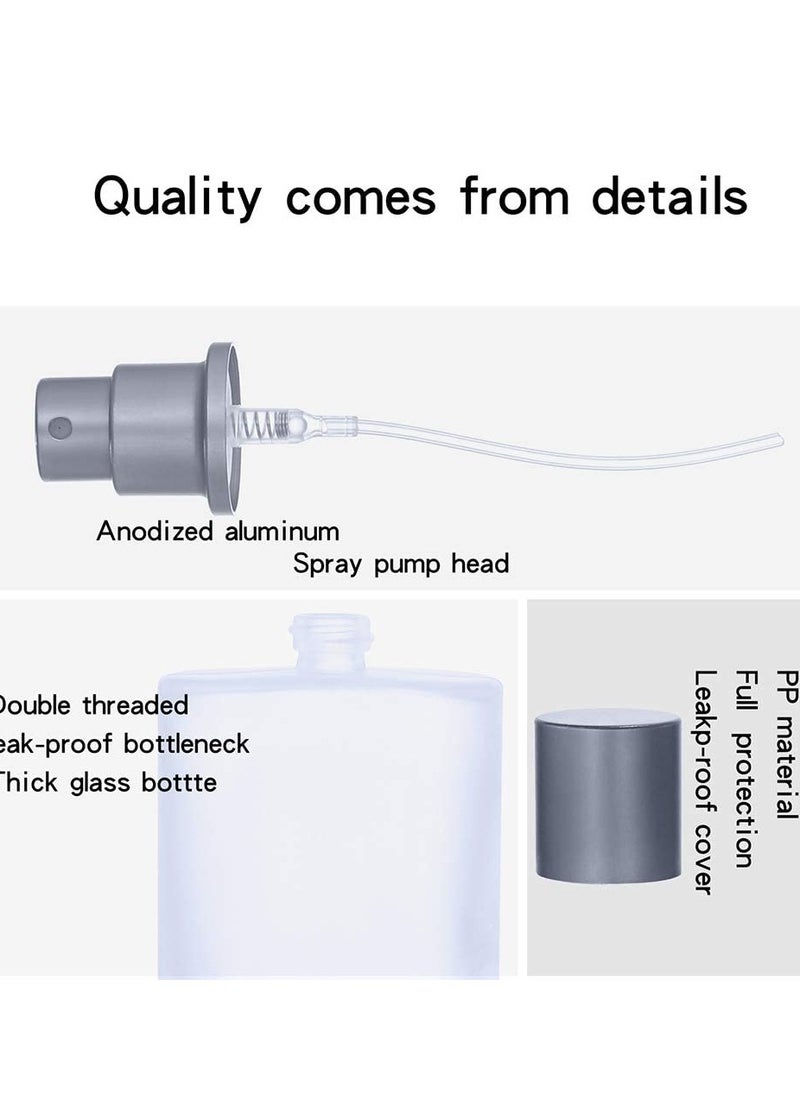 SYOSI - Spray Bottles, 2Pcs 50ml/1.69 Oz Square Empty Frosted Glass Spray Bottles Perfume Atomizer, Refillable Fine Mist Spray Empty Perfume Bottles, for Essential Oils, Makeup Toner Lotion (Frosted) - Image 1