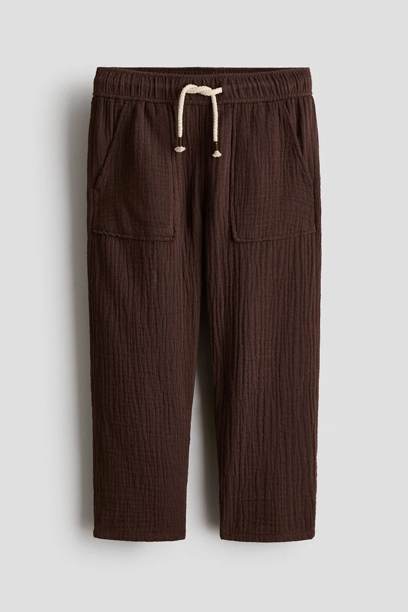 اتش اند ام بنطلون من قطن الموسلين برباط سحب