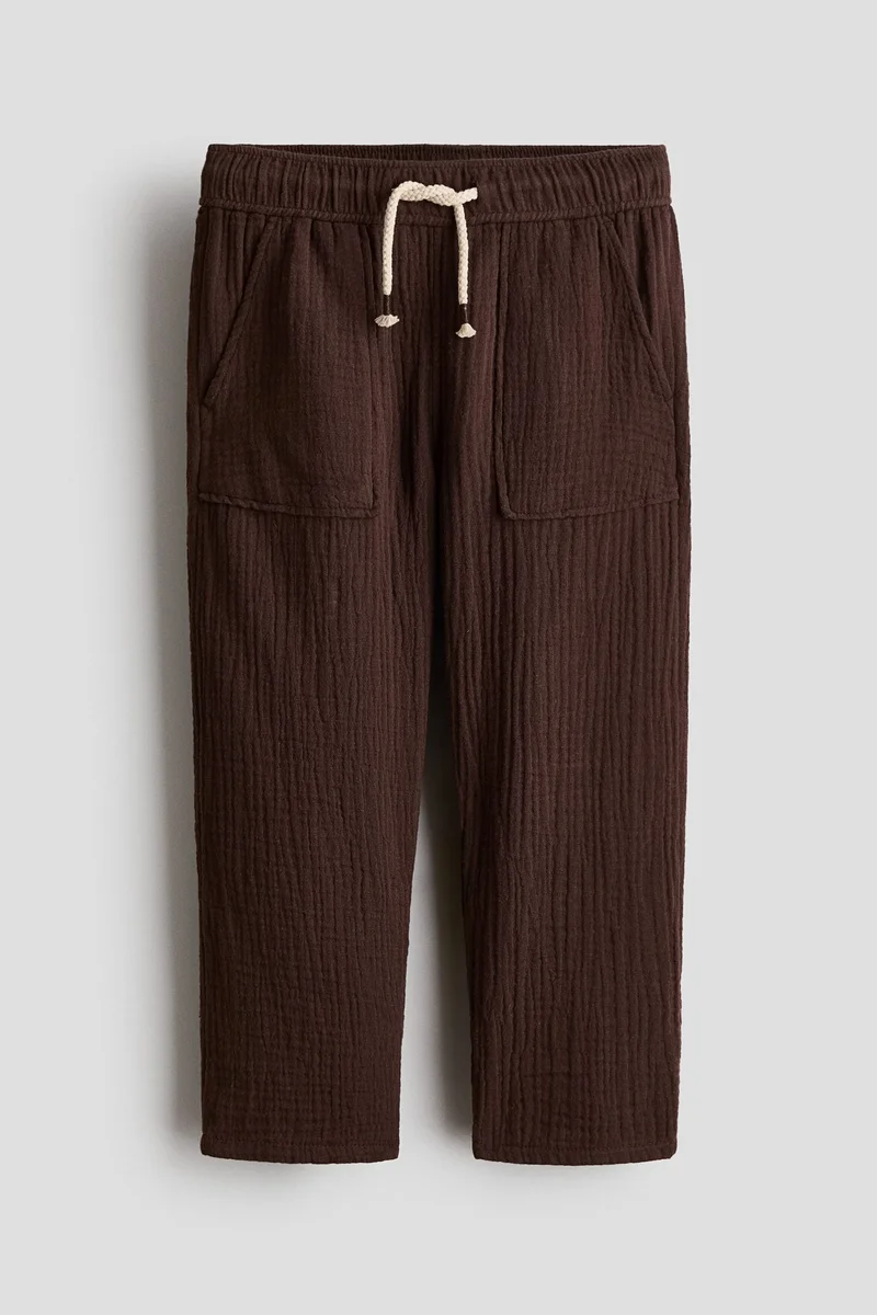 اتش اند ام بنطلون من قطن الموسلين برباط سحب