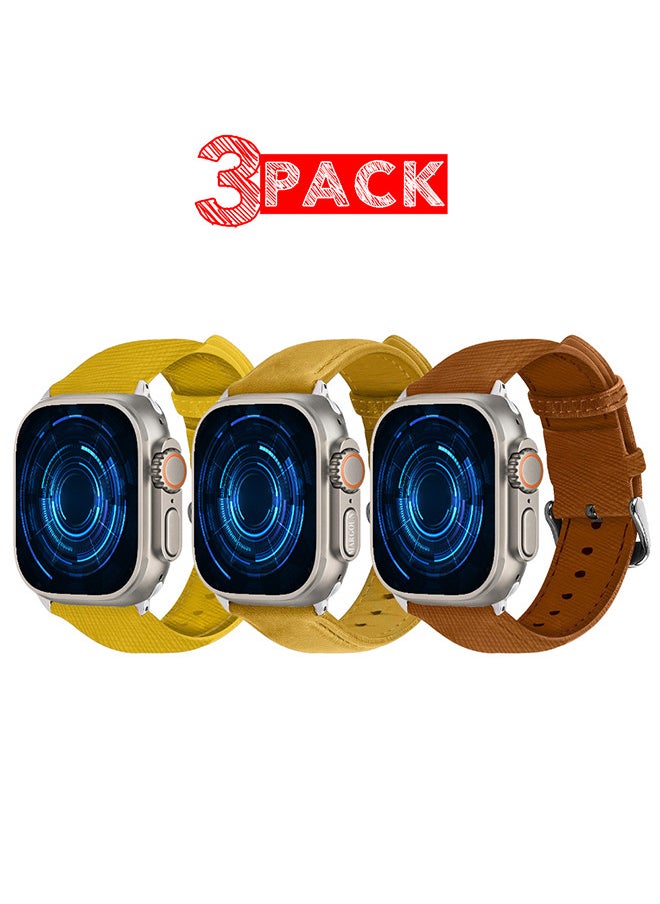 CATANES - 3 Pack For Apple Watch Band 49mm/45mm/44mm Leather Band Buckle Strap Wristband Compatible with Apple watch series Ultra2/Ultra/8/7/SE/5/4/3/2/1 - Image 1
