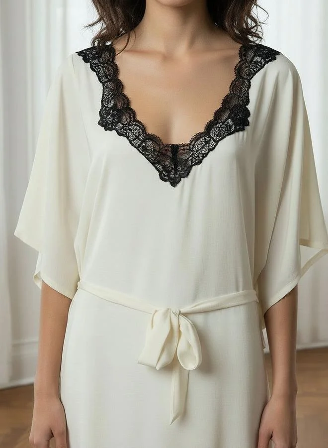 Aadaraya  Adaraya Night Dress Short Sleeve With Belt for Women | Best Price UAE