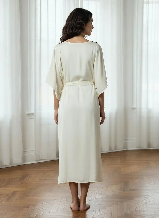 Aadaraya  Adaraya Night Dress Short Sleeve With Belt for Women | Best Price UAE