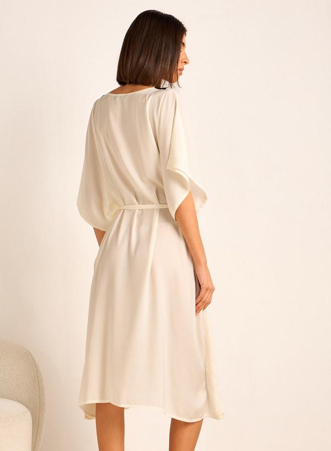 Aadaraya Adaraya Night Dress Short Sleeve With Belt - Image 3
