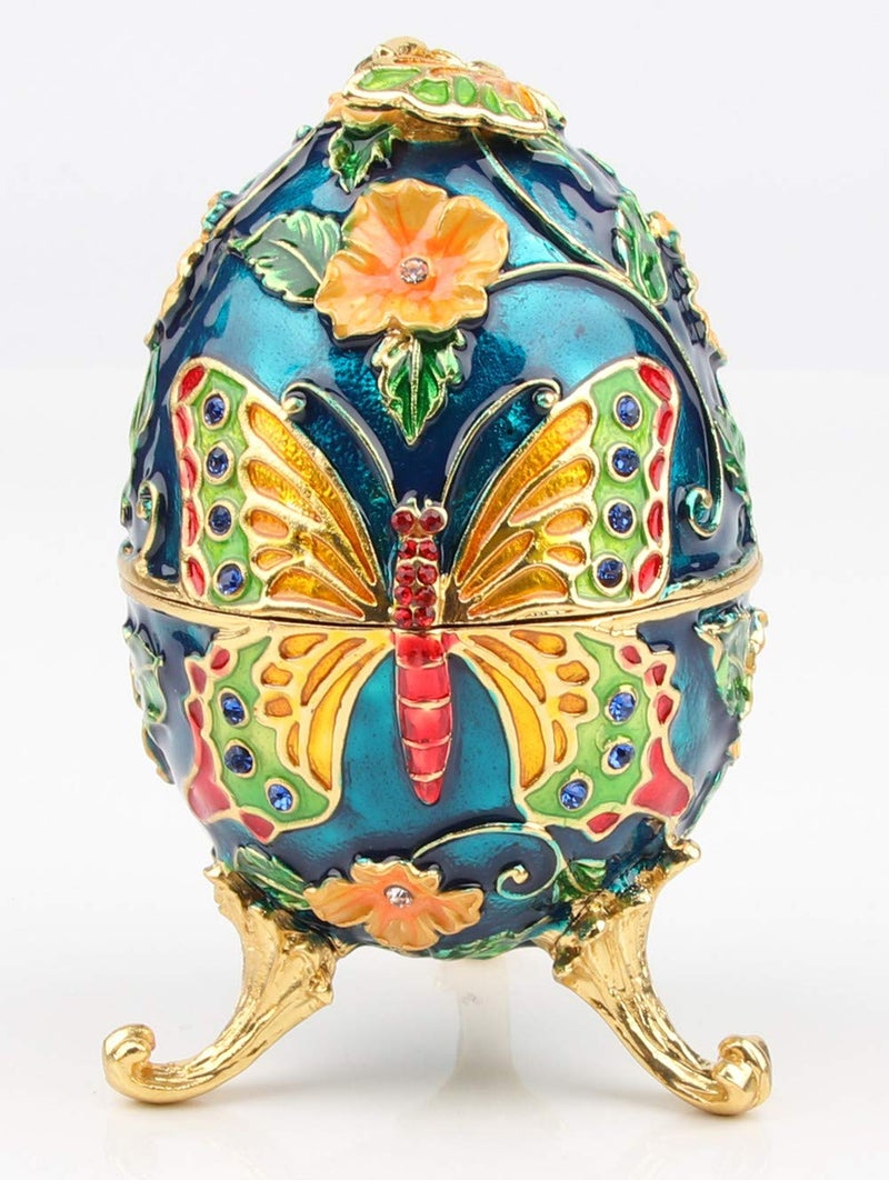 SEVENBEES Hand Painted Decorative Faberge Egg Hinged Jewelry Trinket Box Gift for Home Decor - Image 5
