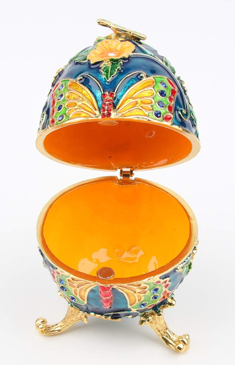 SEVENBEES Hand Painted Decorative Faberge Egg Hinged Jewelry Trinket Box Gift for Home Decor - Image 3