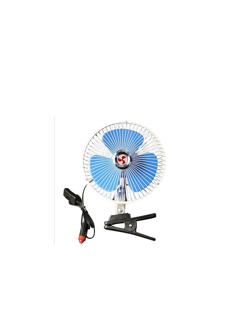 6-inch Blue Fan With Nickel Clip And Operating Button. It Works On A 12-volt Car Lighter - Image 1