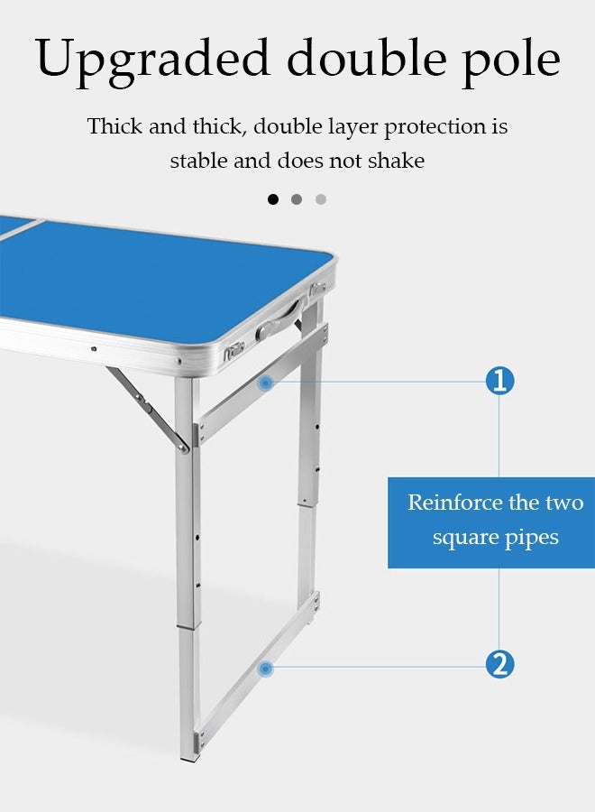 DUNISO طاولة تخييم قابلة للطي، طاولة شاطئ محمولة من سبائك الألمنيوم، طاولة نزهة مع أربعة كراسي من قماش أوكسفورد، ارتفاع قابل للتعديل، بتصميم مقبض، مناسبة للاستخدام الداخلي والخارجي، النزهات، الحفلات، الشواء - Image 5
