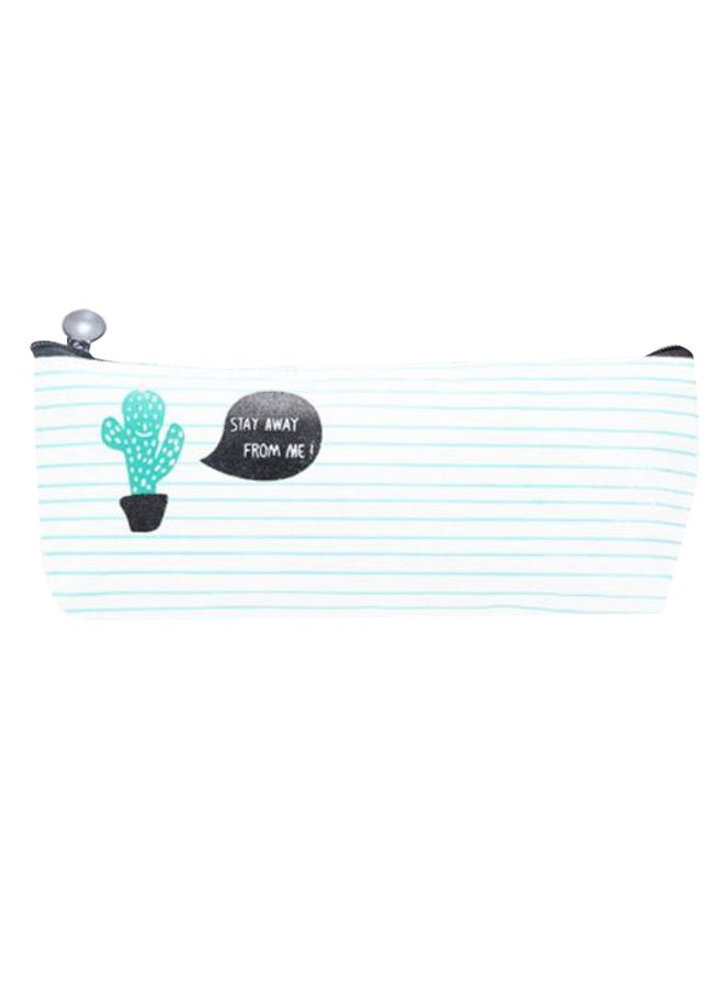 Loquat Cute Cactus Printed Pencil Case White/Blue - Image 1