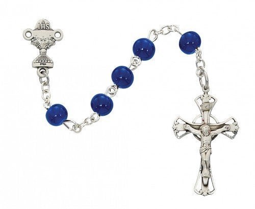 McVan Boys Childrens First Communion Rosary with Chalice Centerpiece 5mm Blue Glass Beads by McVan - Image 5