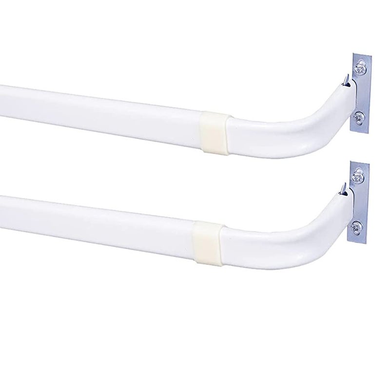 Blu-Pier Tech Heavy Duty Single Rod,Lock Seam Curtain Rod 28 to 48-Inch Adjustable Width, 2 1/2-Inch Projectionï¼ŒHardware Included,White(Pack of 2) - Image 1