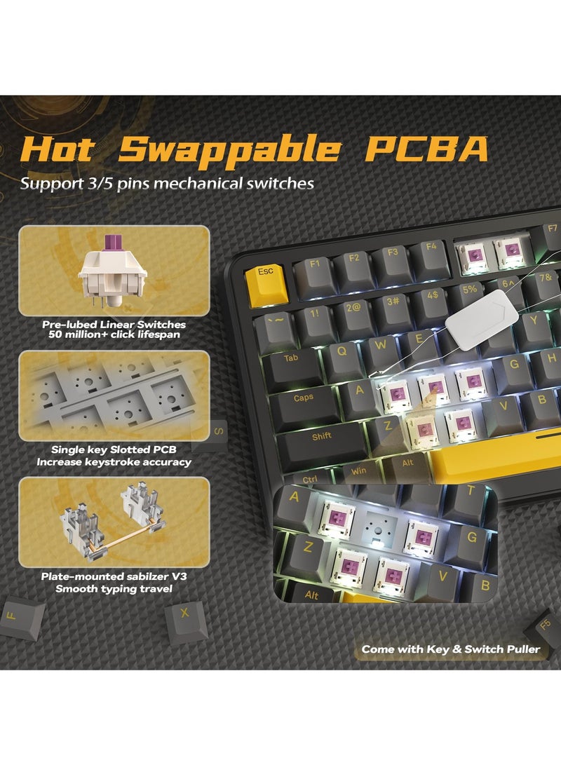 لوحة مفاتيح ميكانيكية للألعاب X85Pro بثلاثة أوضاع RGB وبلوتوث لاسلكي مخصصة ساخنة مع شاشة عرض للمكتب - Image 5
