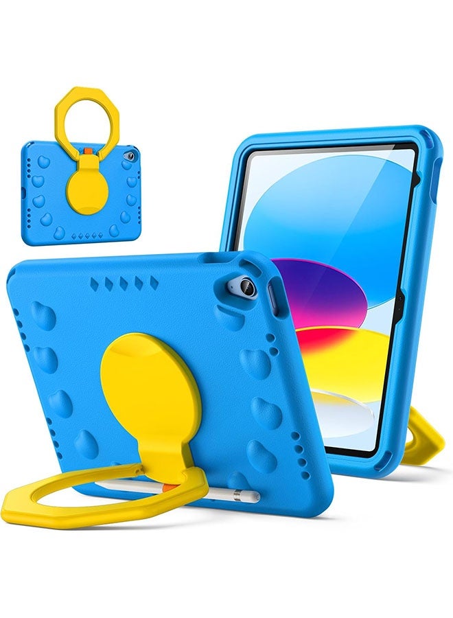 Kids Case for iPad 11th Gen 11inch (2025) & 10th Gen 10.9 inch (2022) with 360° Rotating Handle Stand – Shockproof Lightweight Cover with Pencil Holder, Blue - Image 1