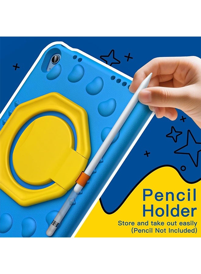 Kids Case for iPad 11th Gen 11inch (2025) & 10th Gen 10.9 inch (2022) with 360° Rotating Handle Stand – Shockproof Lightweight Cover with Pencil Holder, Blue - Image 2
